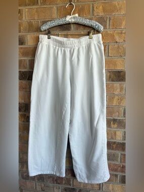 Free People White Wide Leg Sweatpants Elastic Waist Size Large